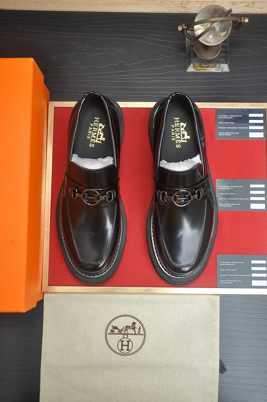 Men's men's shoes 💰720💶【[Hermes HERMES】】(High-end Niuli) New 🍀 HERMES - top version of classic casual leather shoes! Made of imported original cowhide, the inner top layer is comfortable cowhide lining! Original wear-resistant rubber foam outsole! High quality products! Code number 38-45 (45 customized)